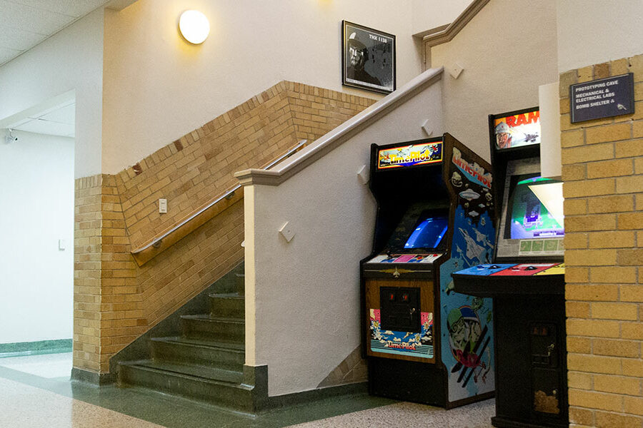 Arcade games at the main stairway